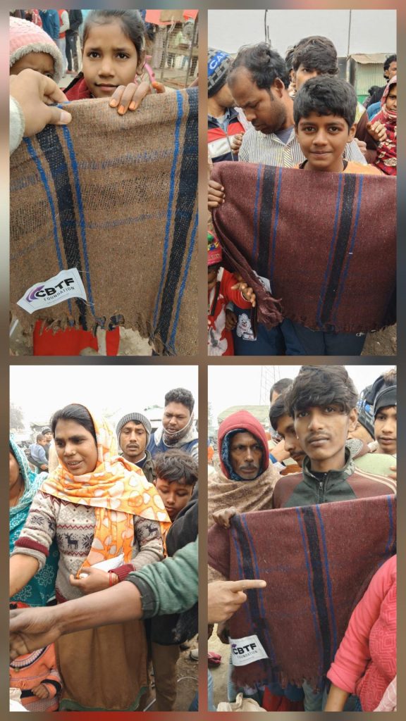 People holding blankets received from CBTF Foundation during a community support initiative 2